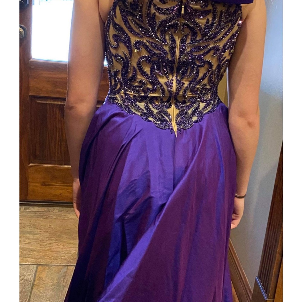 Sherri Hill Couture silk iridescent purple fit n flare w like a 0/2.